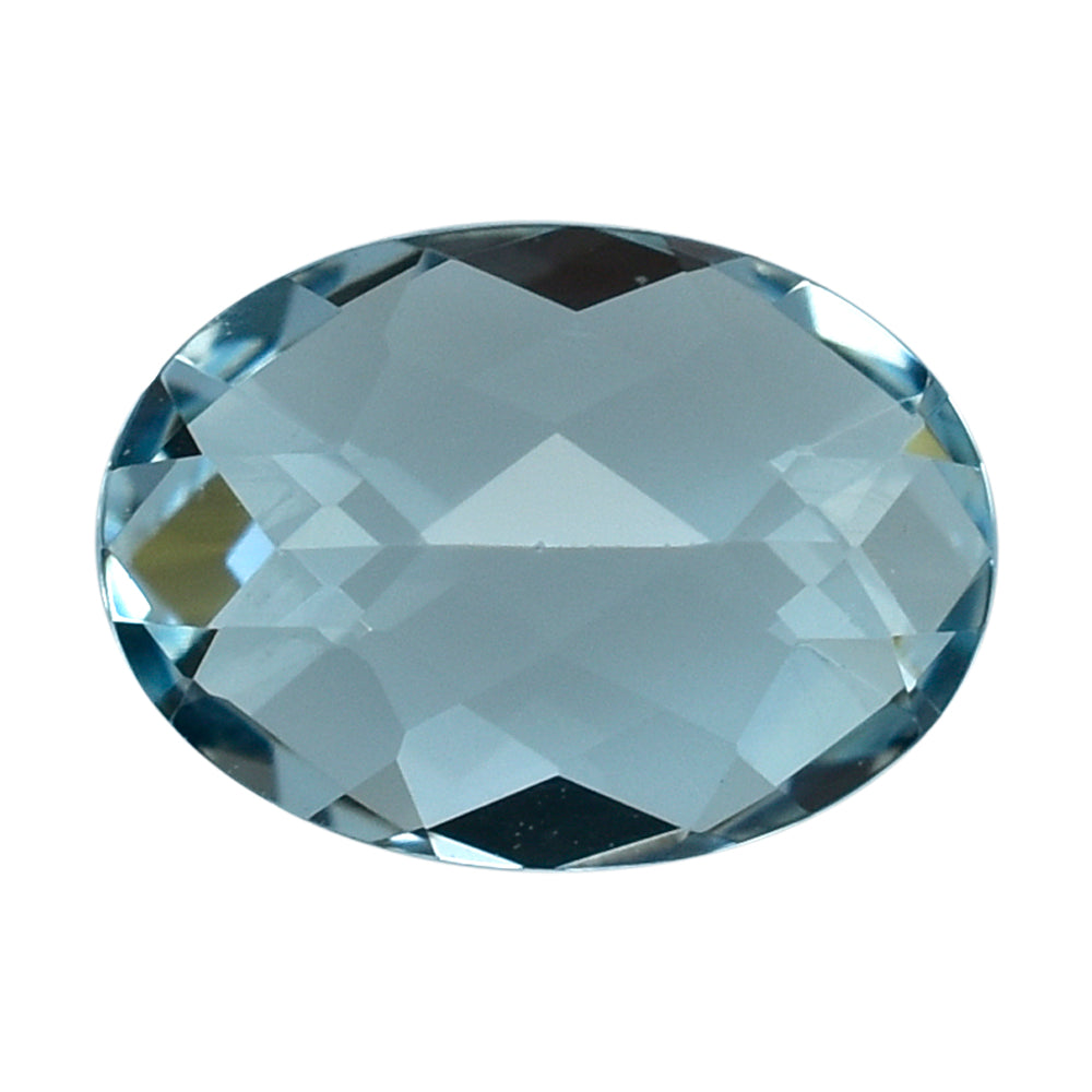 AQUAMARINE CHECKER CUT OVAL (B/SI) 7X5MM 0.65 Cts.