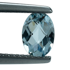 AQUAMARINE CHECKER CUT OVAL (B/SI) 7X5MM 0.65 Cts.