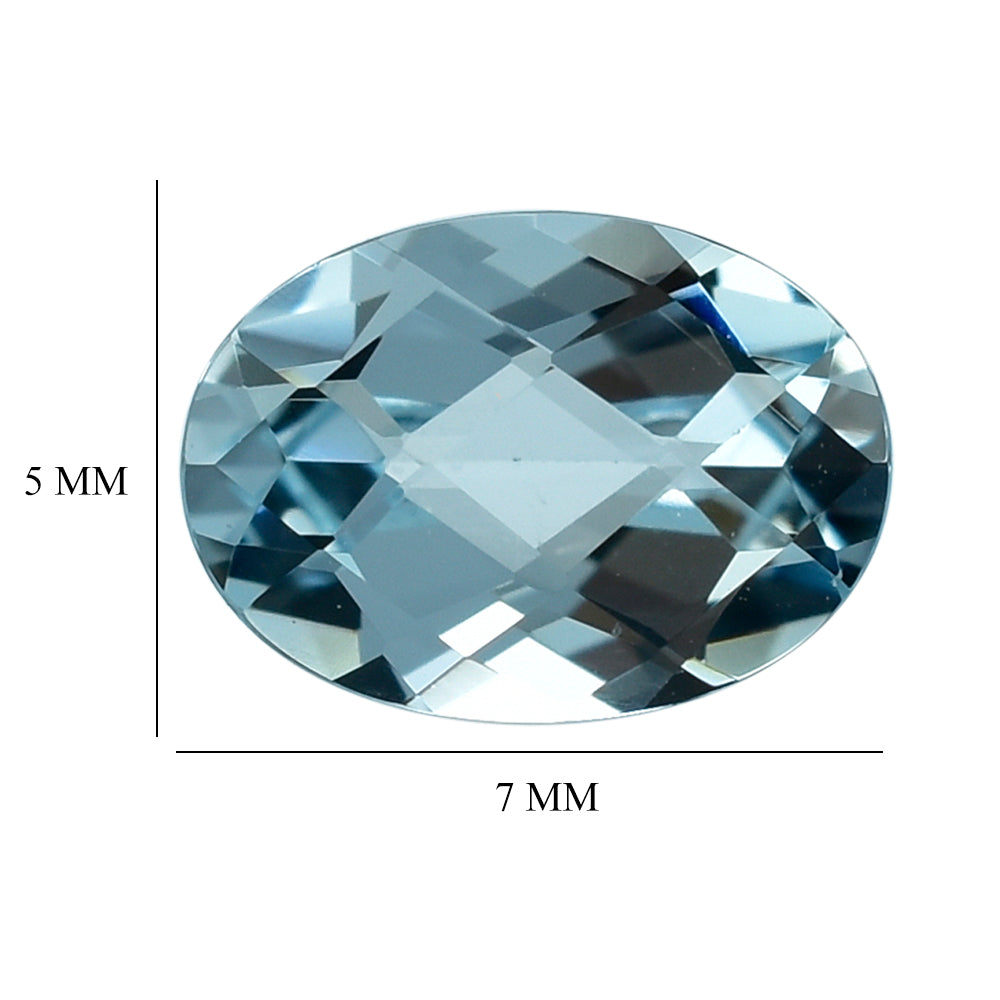 AQUAMARINE CHECKER CUT OVAL (B/SI) 7X5MM 0.65 Cts.