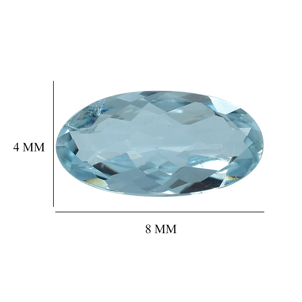 AQUAMARINE CHECKER CUT OVAL (B/SI) (WINDOW) 8X4MM 0.52 Cts.