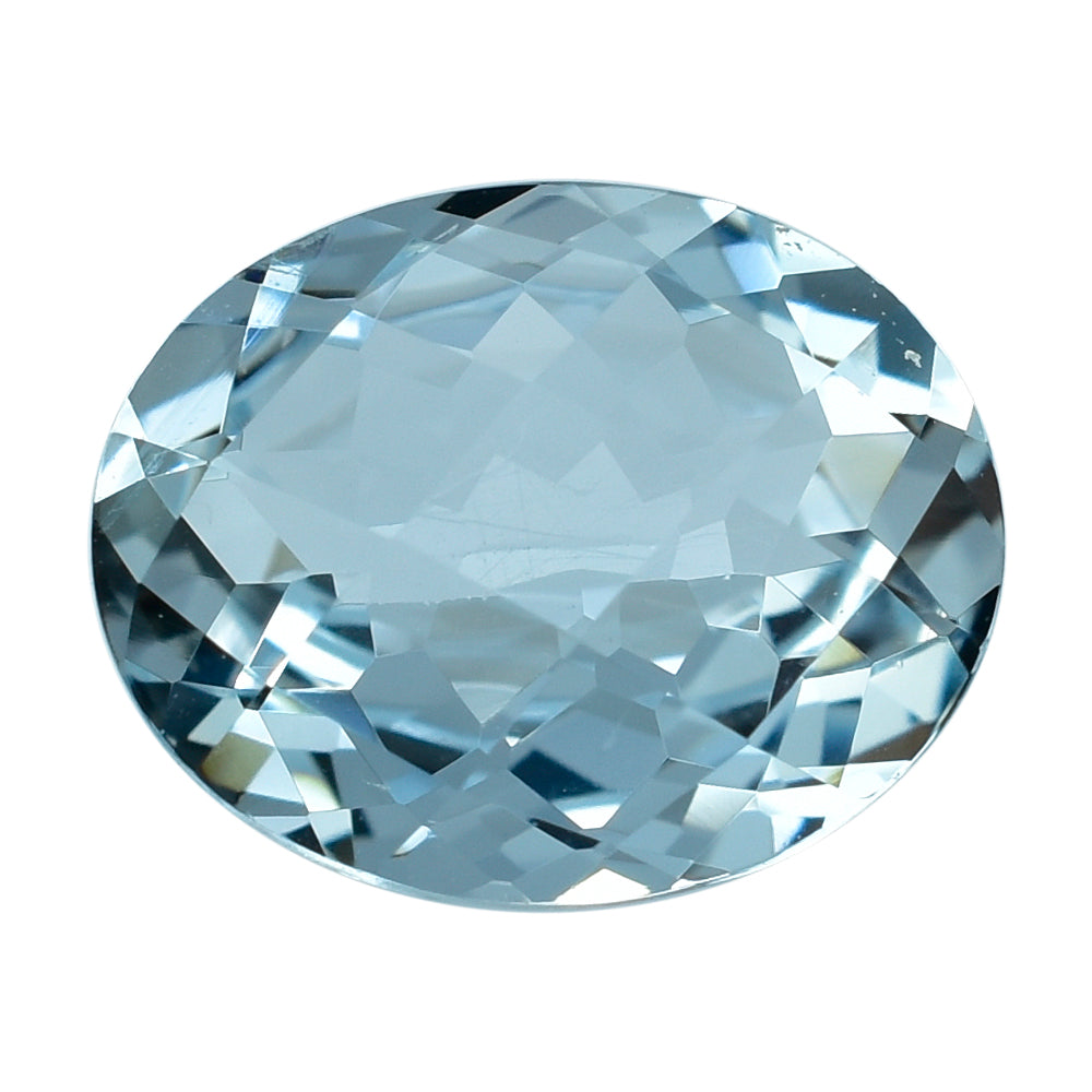 AQUAMARINE CHECKER CUT OVAL (B/SI) 11X9MM 2.85 Cts.