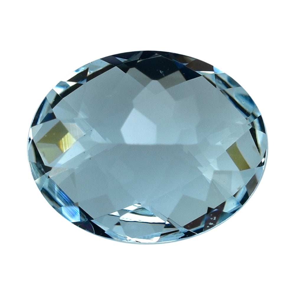 AQUAMARINE CHECKER CUT OVAL (B/SI) 11X9MM 2.85 Cts.