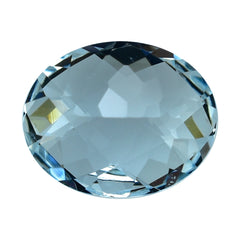 AQUAMARINE CHECKER CUT OVAL (B/SI) 11X9MM 2.85 Cts.