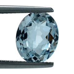 AQUAMARINE CHECKER CUT OVAL (B/SI) 11X9MM 2.85 Cts.