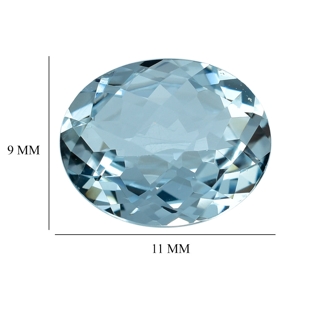 AQUAMARINE CHECKER CUT OVAL (B/SI) 11X9MM 2.85 Cts.