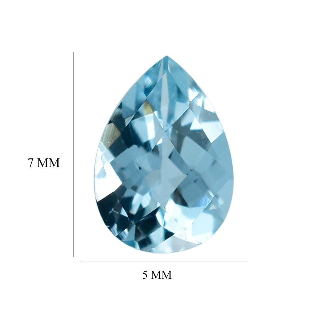 AQUAMARINE CHECKER CUT PEAR (A++) 7X5MM 0.58 Cts.