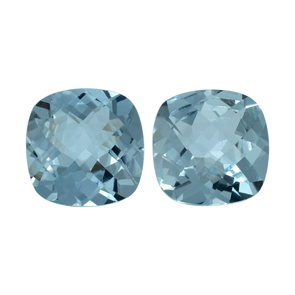 AQUAMARINE CHECKER CUT CUSHION (B/SI) 8MM 1.95 Cts.