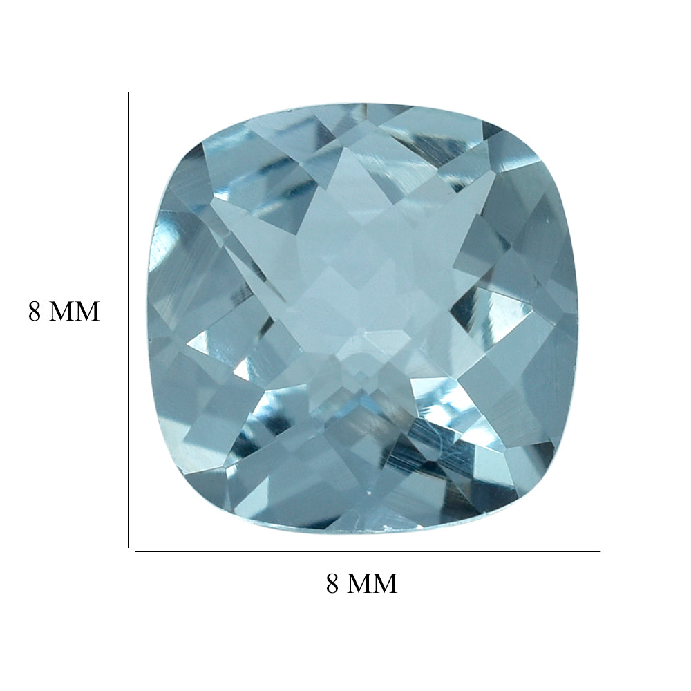 AQUAMARINE CHECKER CUT CUSHION (B/SI) 8MM 1.95 Cts.