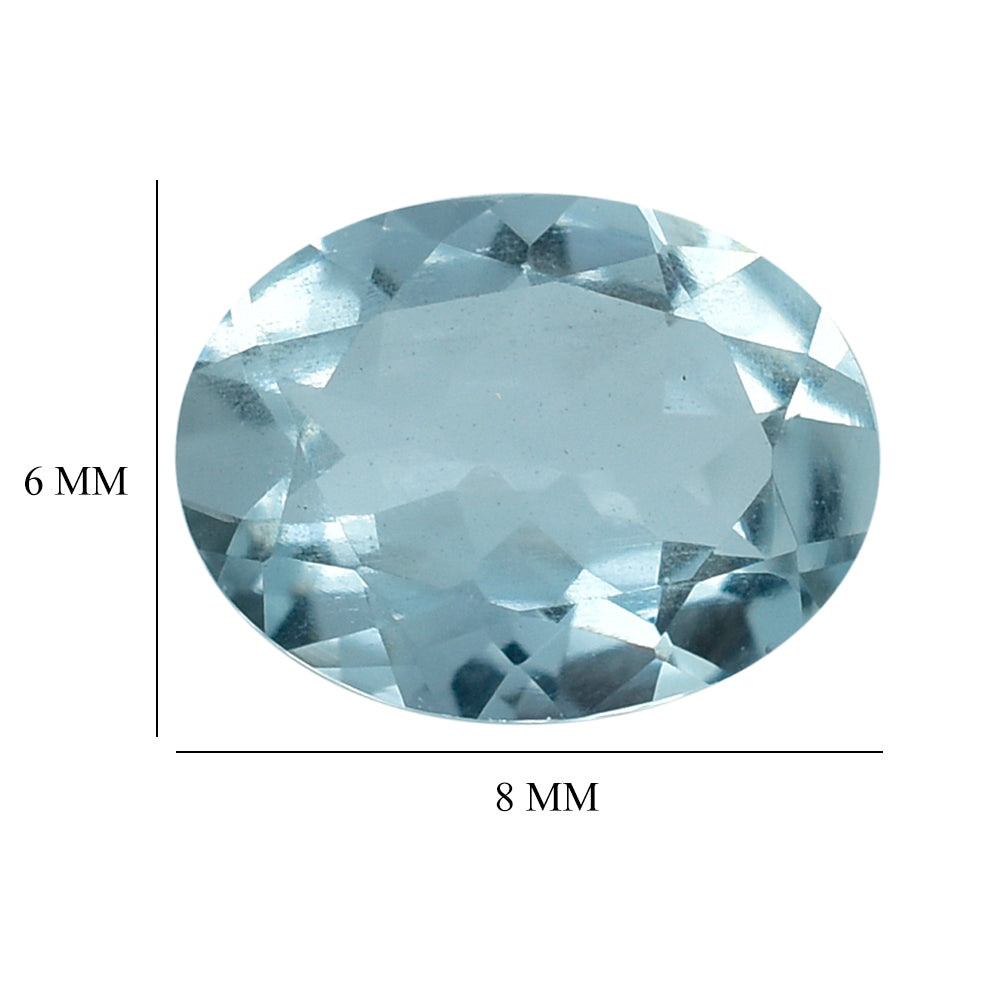 AQUAMARINE CUT OVAL (C/SI) (WINDOW) 8X6MM 1.30 Cts.