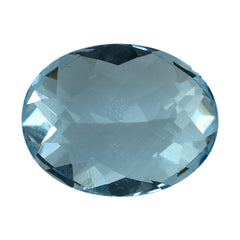 AQUAMARINE CHECKER CUT OVAL (A/SI) 9X7MM 1.87 Cts.