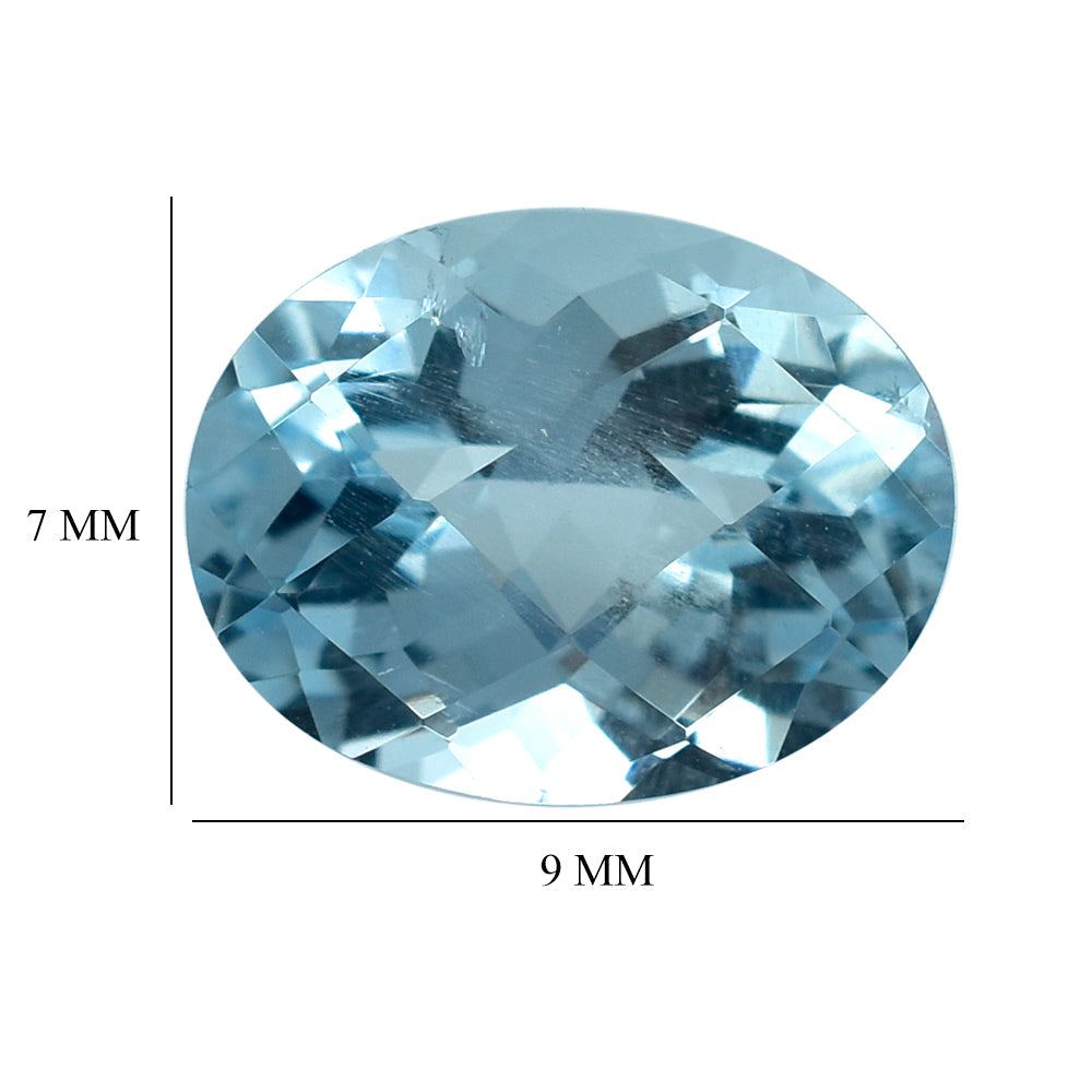 AQUAMARINE CHECKER CUT OVAL (A/SI) 9X7MM 1.87 Cts.