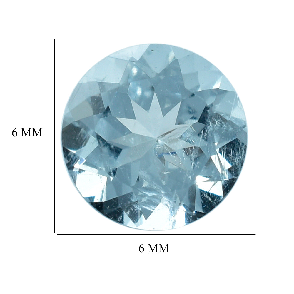 AQUAMARINE CUT ROUND (C/SI) 6MM 0.95 Cts.