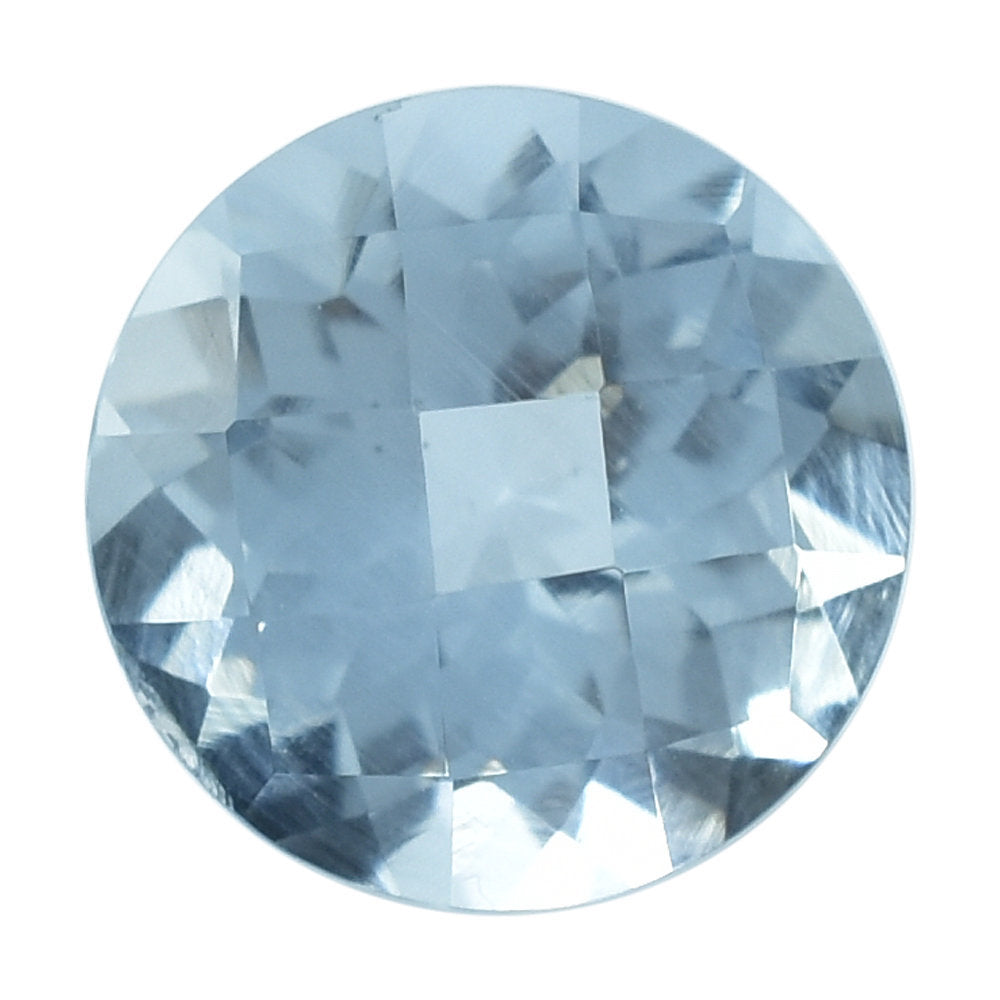 AQUAMARINE CHECKER CUT ROUND (A/SI) 8MM 1.66 Cts.