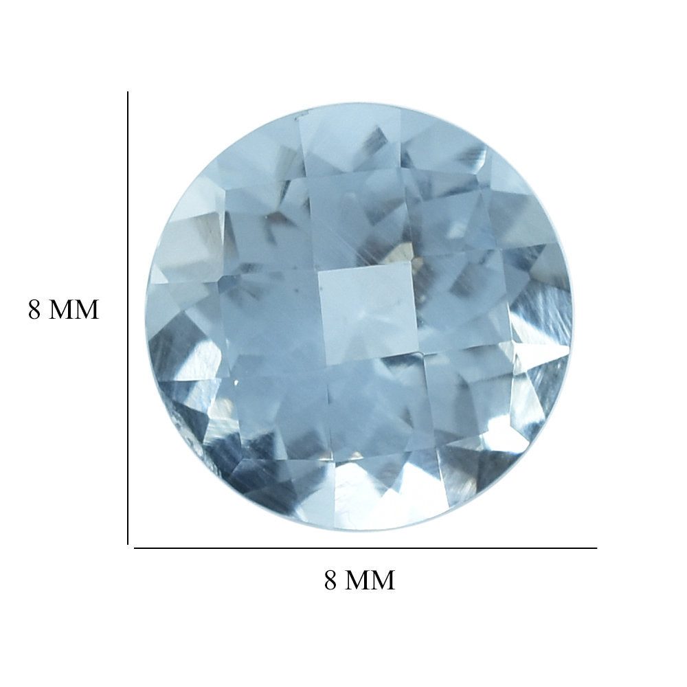 AQUAMARINE CHECKER CUT ROUND (A/SI) 8MM 1.66 Cts.