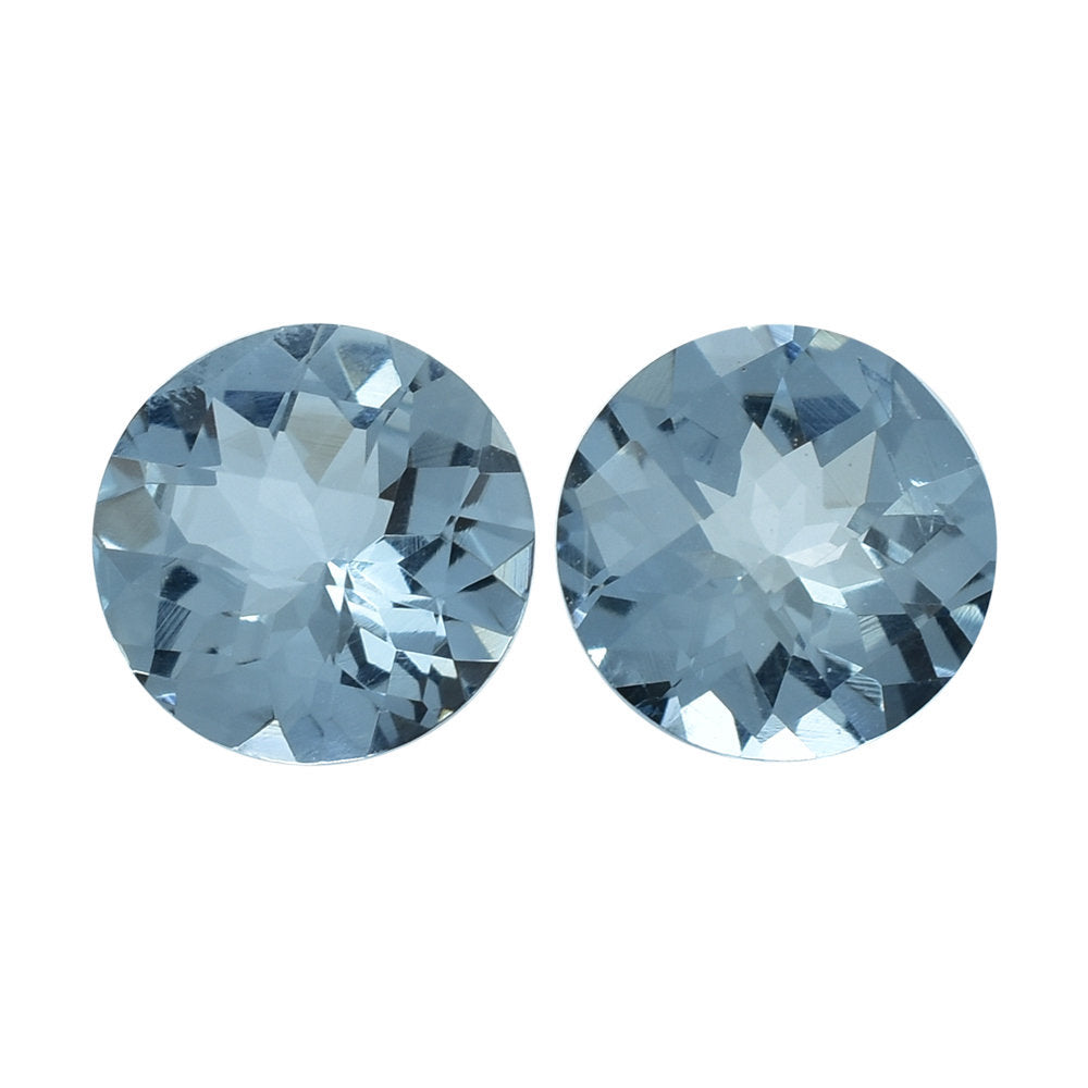 AQUAMARINE CHECKER CUT ROUND (A/SI) 7MM 0.99 Cts.