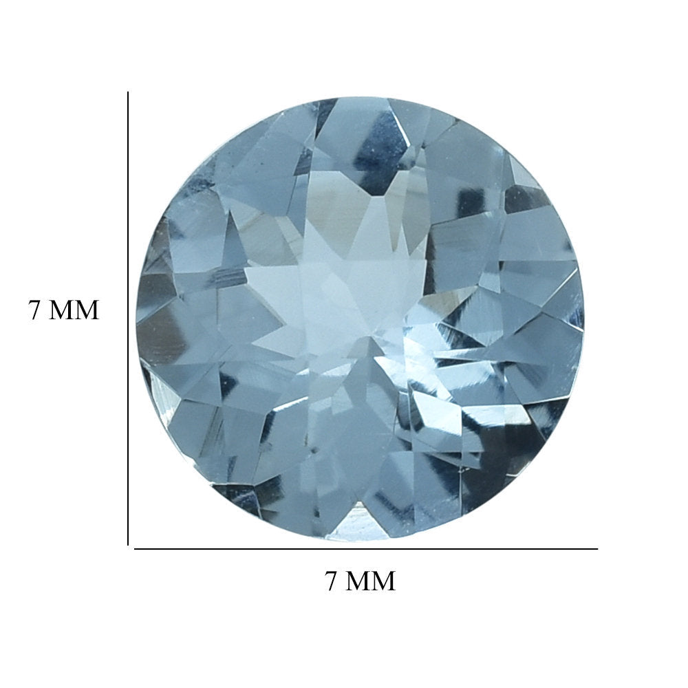 AQUAMARINE CHECKER CUT ROUND (A/SI) 7MM 0.99 Cts.