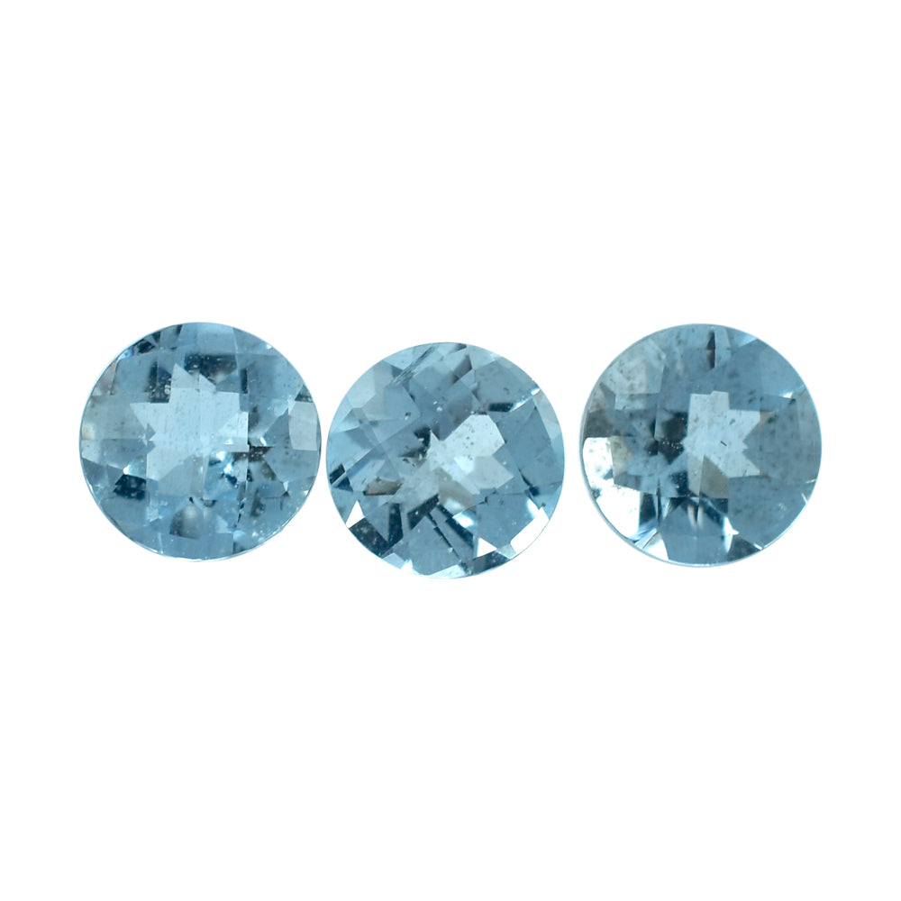 AQUAMARINE CHECKER CUT ROUND (A/SI) 6MM 0.70 Cts.