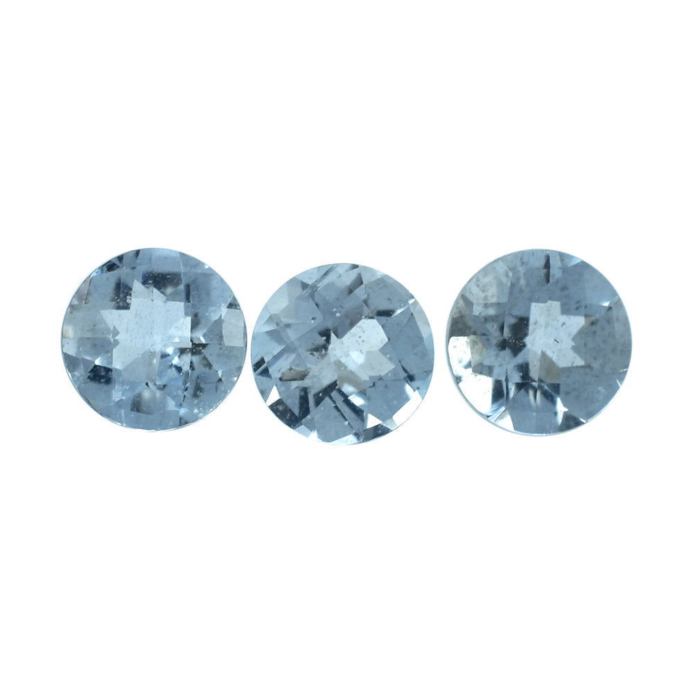 AQUAMARINE CHECKER CUT ROUND (A/SI) 6MM 0.70 Cts.