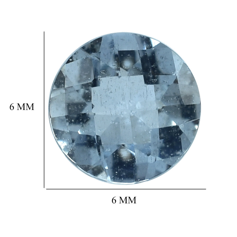 AQUAMARINE CHECKER CUT ROUND (A/SI) 6MM 0.70 Cts.