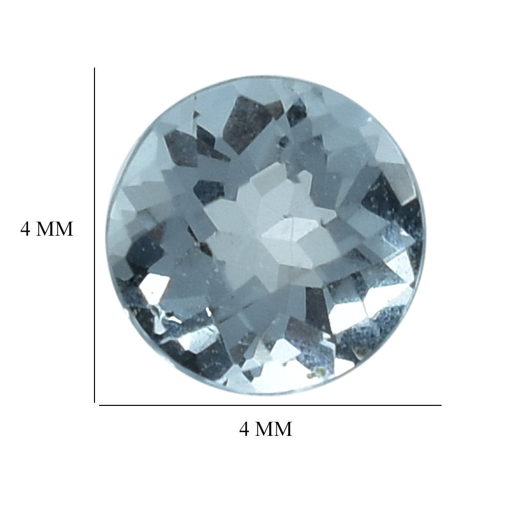 AQUAMARINE CHECKER CUT ROUND (A/SI) 4MM 0.22 Cts.