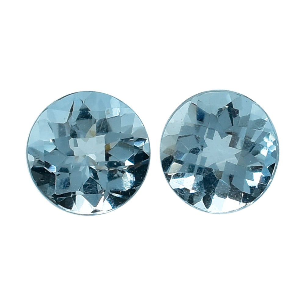 AQUAMARINE CHECKER CUT ROUND (A/SI) 4MM 0.13 Cts.