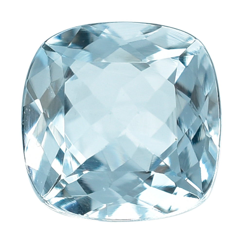 AQUAMARINE CUT CUSHION (C/SI) (WINDOW) 7MM  1.2 Cts.