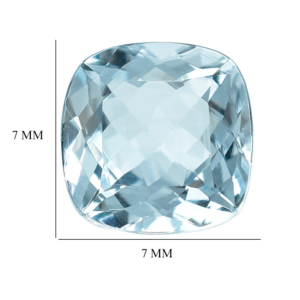 AQUAMARINE CUT CUSHION (C/SI) (WINDOW) 7MM  1.2 Cts.