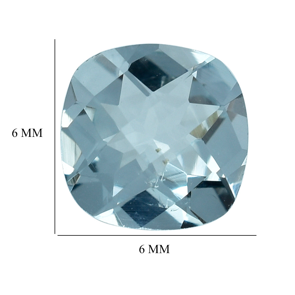 AQUAMARINE CHECKER CUT CUSHION (C/SI) 6MM 0.7 Cts.