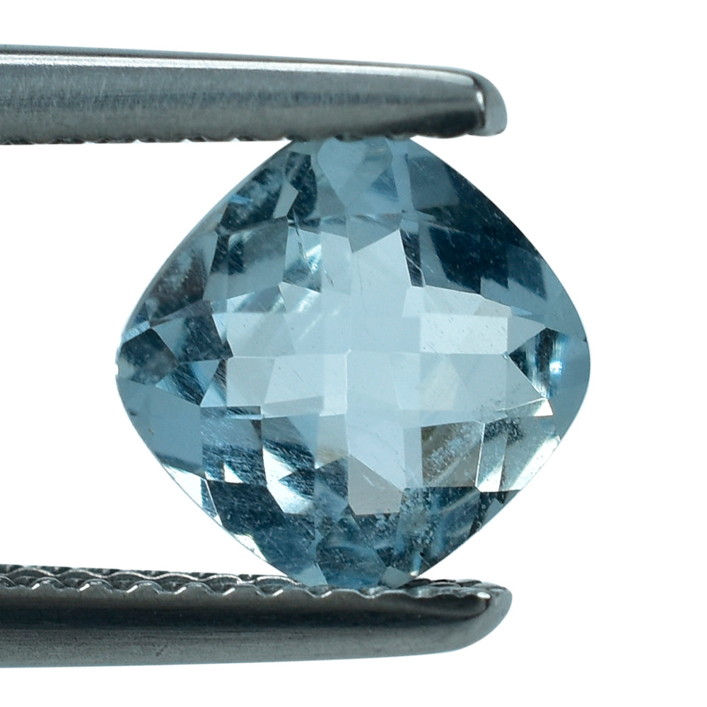 AQUAMARINE CHECKER CUT CUSHION (A/SI) 7MM 1.03 Cts.