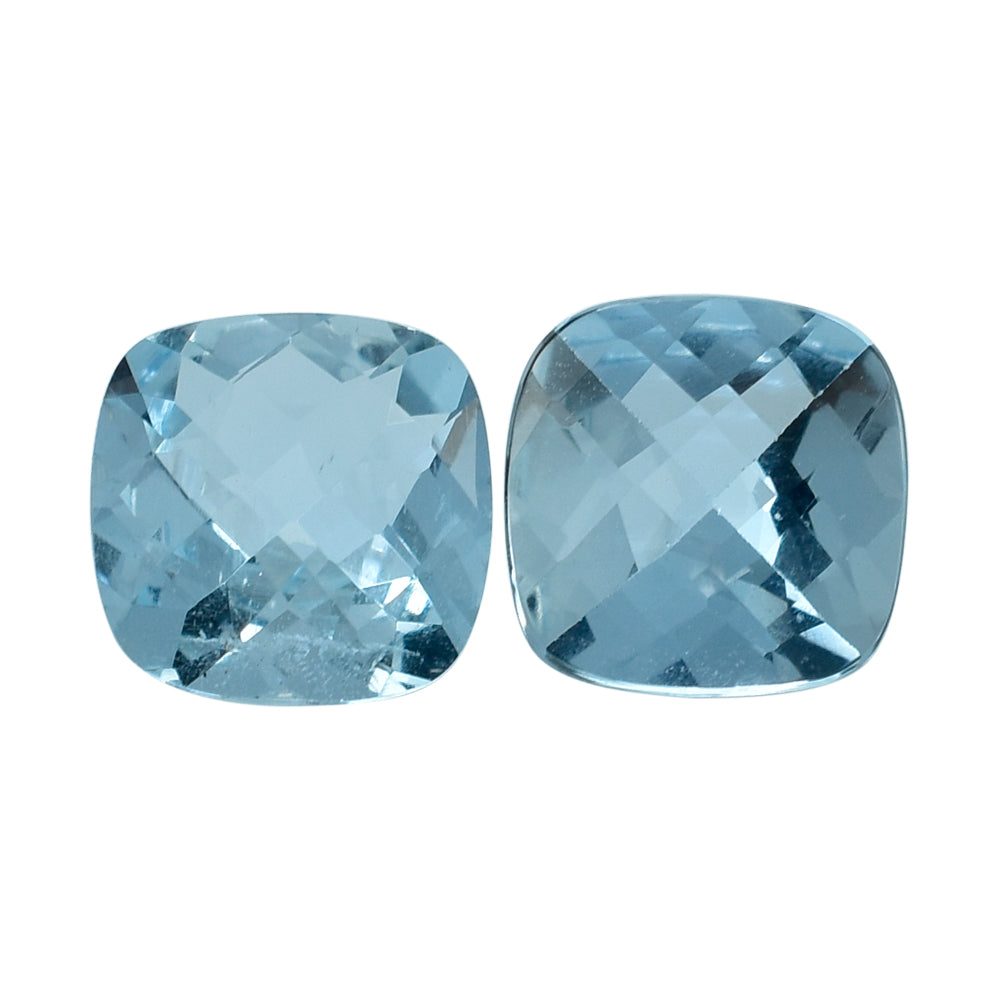 AQUAMARINE CHECKER CUT CUSHION (A/SI) 7MM 1.03 Cts.