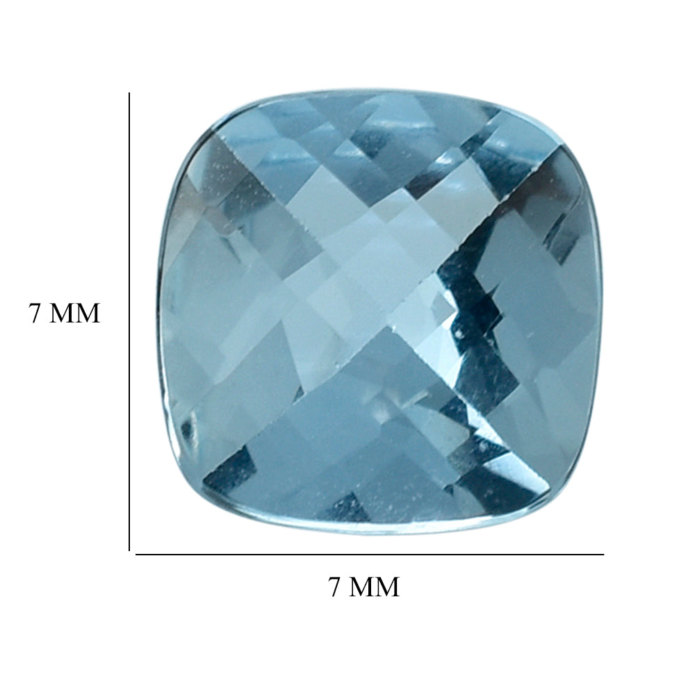 AQUAMARINE CHECKER CUT CUSHION (A/SI) 7MM 1.03 Cts.