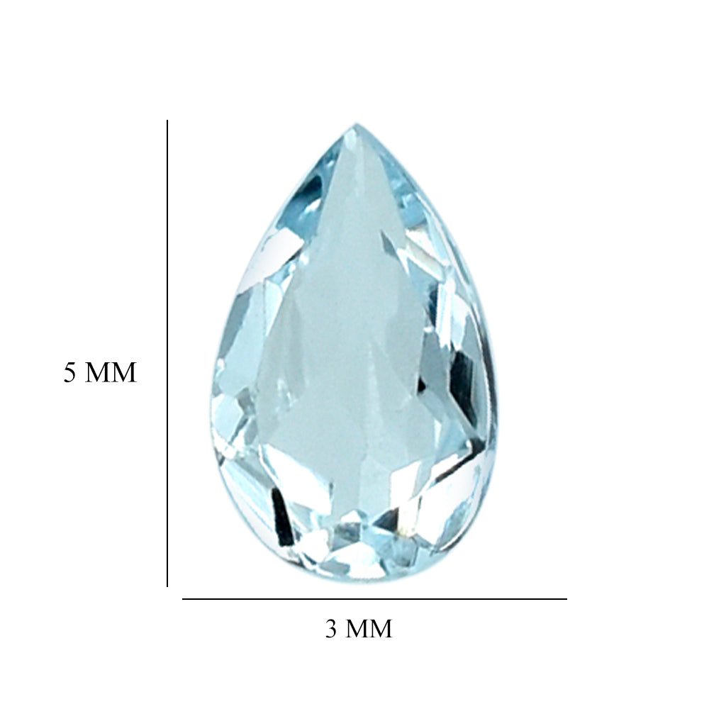AQUAMARINE CUT PEAR (B/WINDOW) 5X3MM 0.20 Cts.