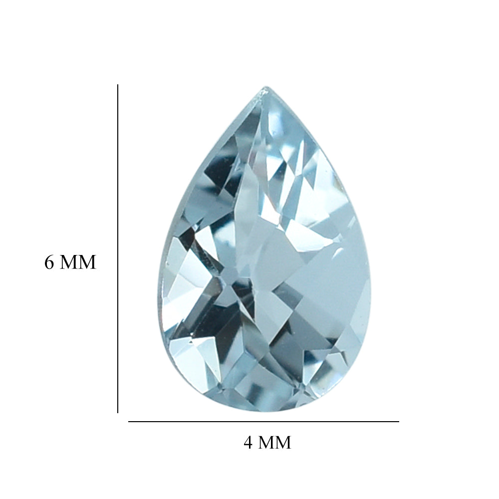 AQUAMARINE CHECEKR CUT PEAR (A/SI) 6X4MM 0.38 Cts.
