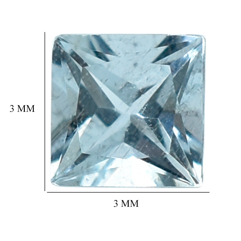 AQUAMARINE PRINCESS CUT SQUARE (A/SI) 3MM 0.13 Cts.