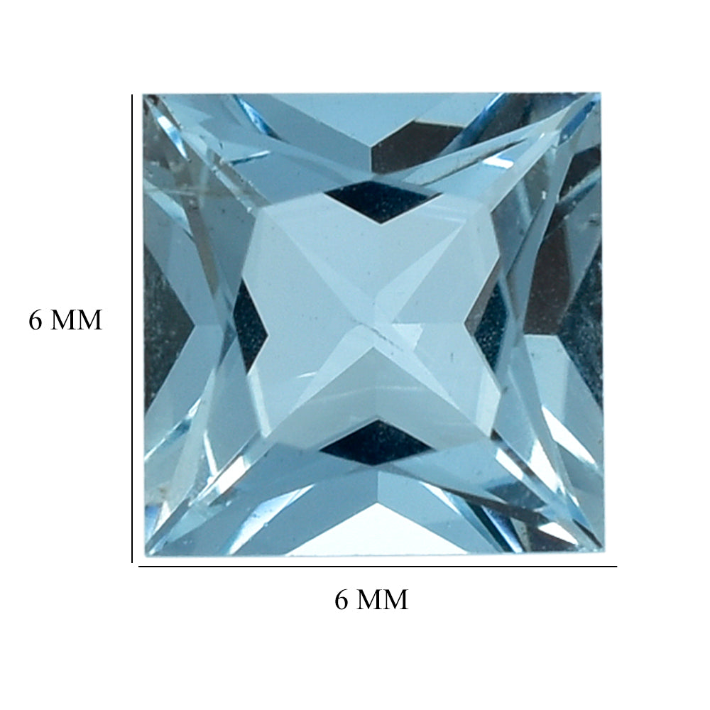 AQUAMARINE PRINCESS CUT SQUARE (A/SI) 6MM 0.85 Cts.