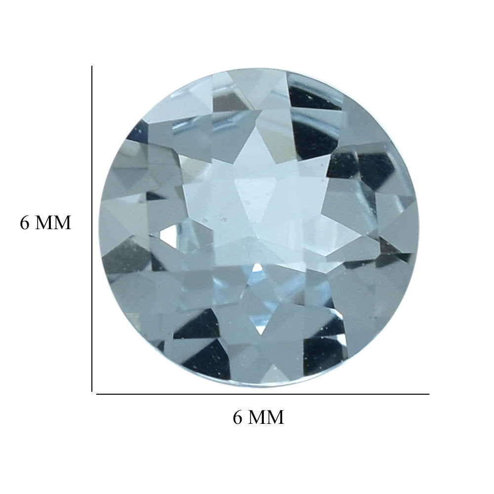 AQUAMARINE CHECKER CUT ROUND (A) 6MM 0.75 Cts.