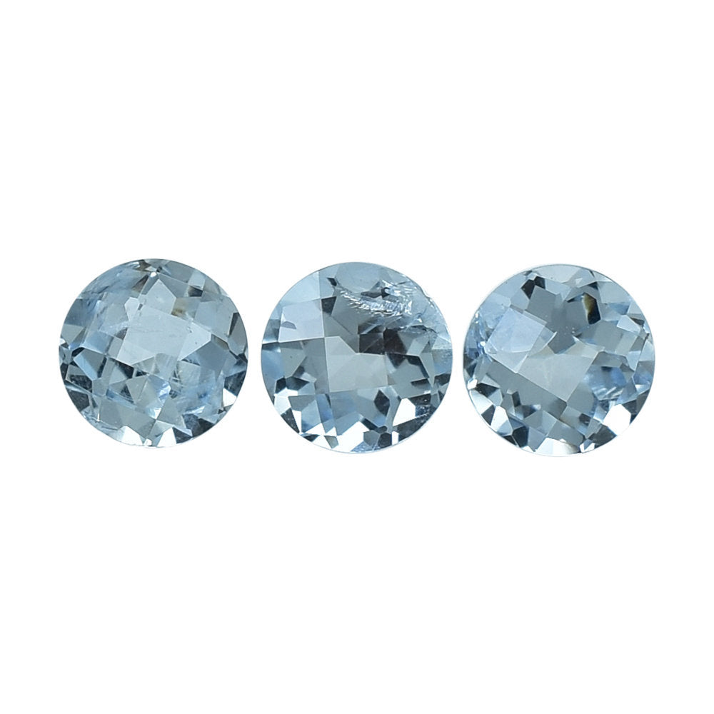 AQUAMARINE CHECKER CUT ROUND (A+/SI) 4MM 0.31 Cts.