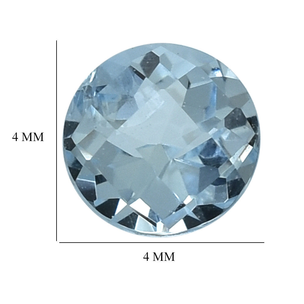 AQUAMARINE CHECKER CUT ROUND (A+/SI) 4MM 0.31 Cts.