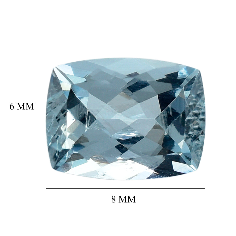AQUAMARINE CUT CUSHION (A+/SI) 8X6MM 1.35 Cts.
