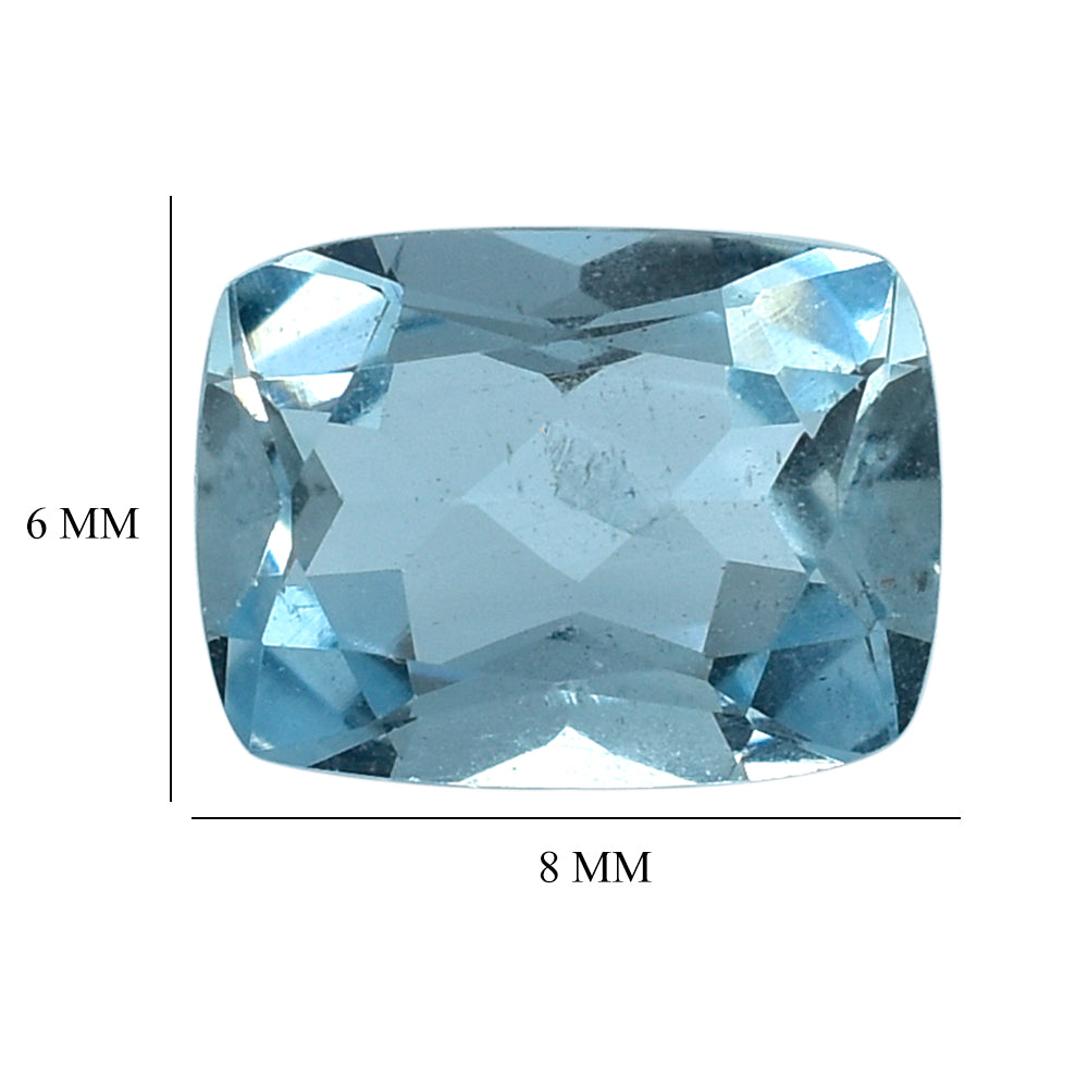 AQUAMARINE CUT CUSHION (A+) 8X6MM 1.30 Cts.