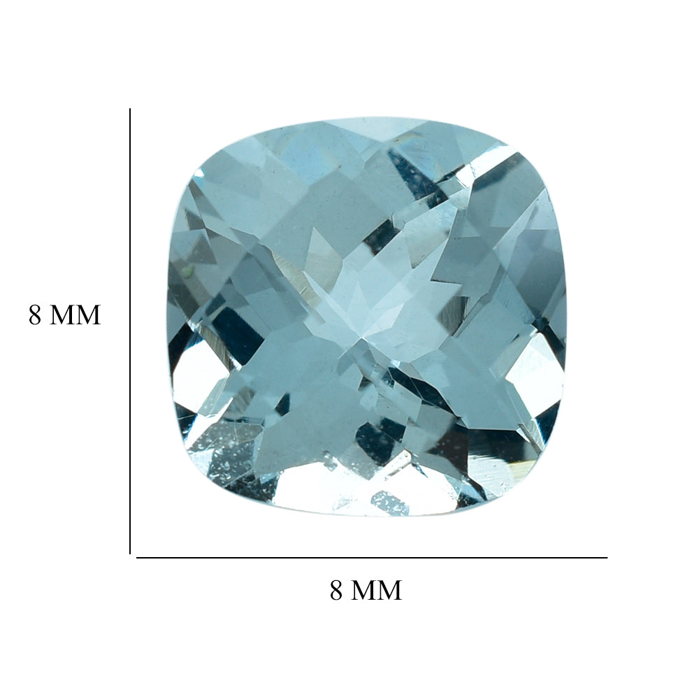 AQUAMARINE CHECKER CUT CUSHION (A) 8MM 1.80 Cts.