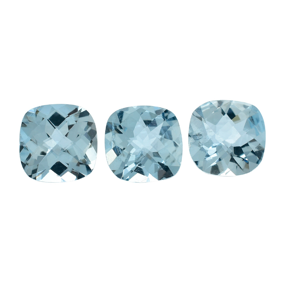 AQUAMARINE CHECKER CUT CUSHION (A+/SI) 7MM 1.13 Cts.