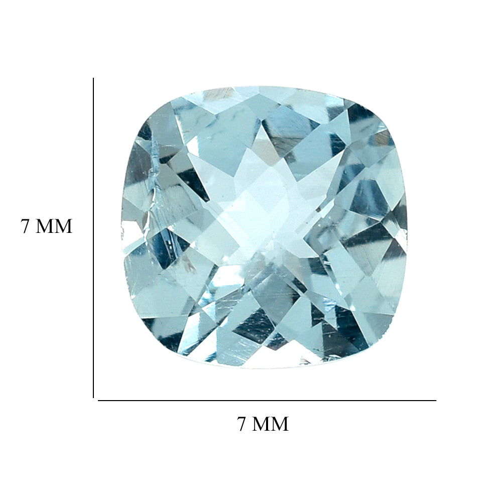 AQUAMARINE CHECKER CUT CUSHION (A+/SI) 7MM 1.13 Cts.