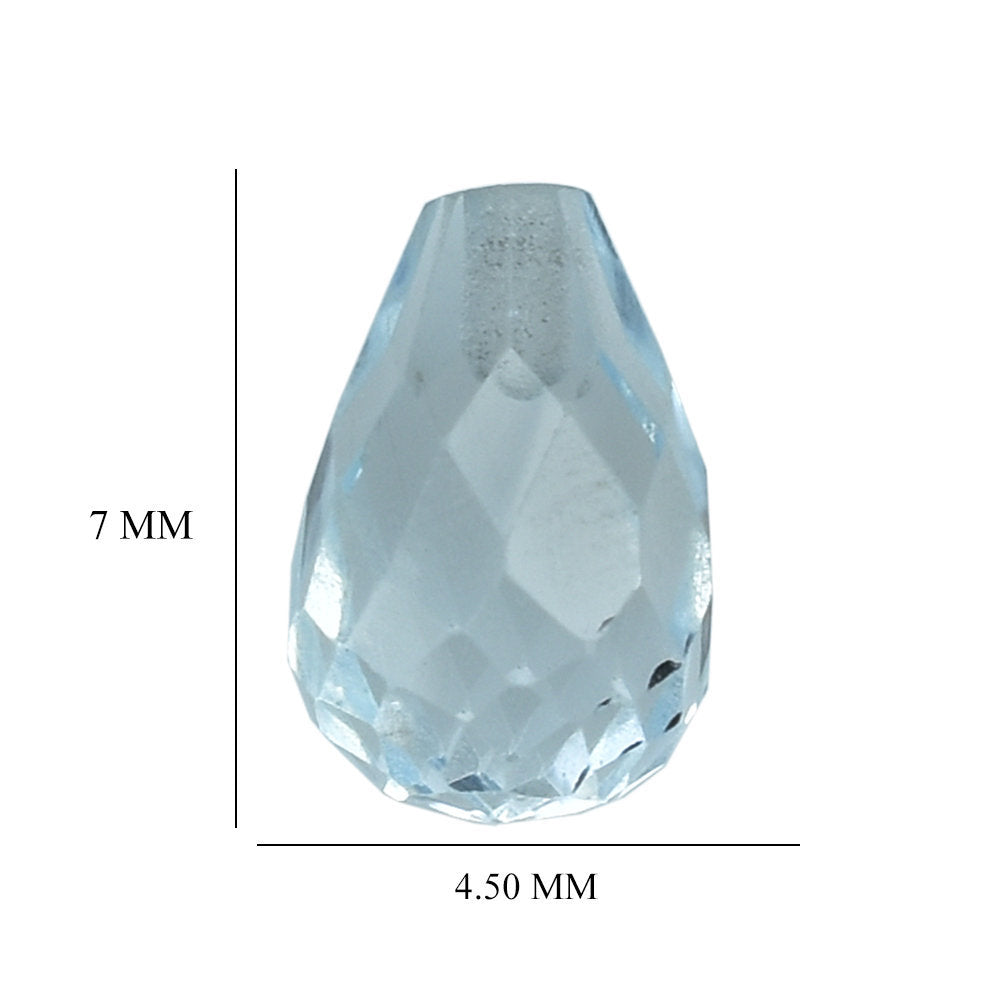 AQUAMARINE FACETED DROPS (HALF DRILL) (A+/SI) 7X4.50MM 1.35 Cts.