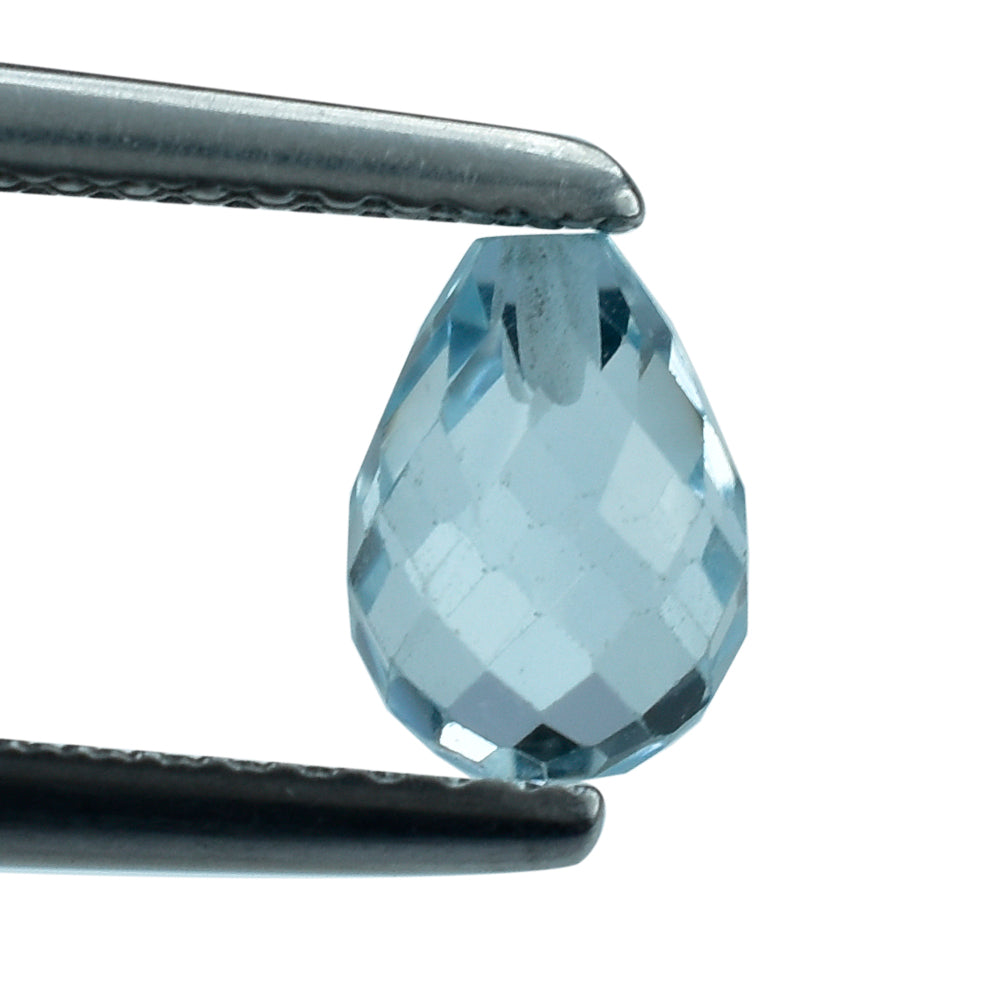 AQUAMARINE FACETED DROPS (HALF DRILL) (A+/SI) 7X5MM 1.43 Cts.