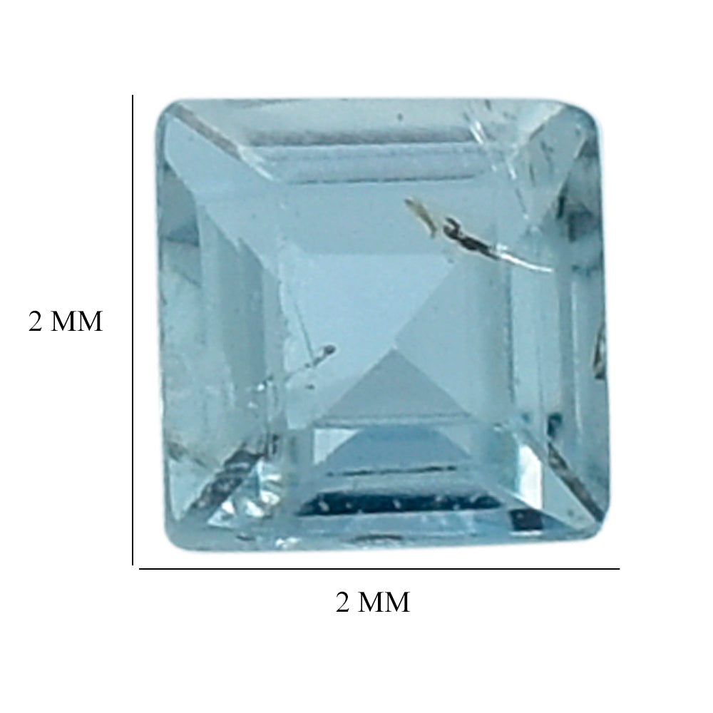 AQUAMARINE CUT SQUARE (A+/SI) 2MM 0.04 Cts.