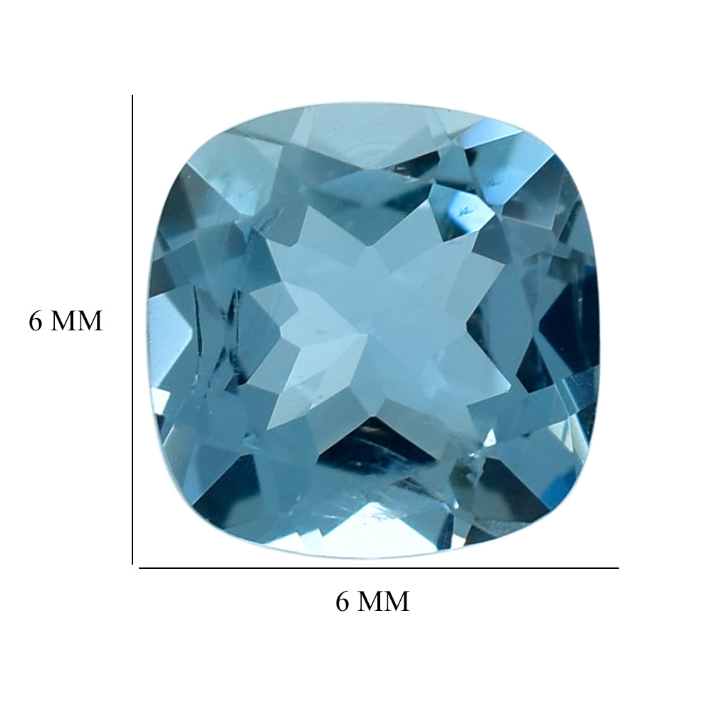 AQUAMARINE CUT CUSHION (A+++) 6MM 0.70 Cts.