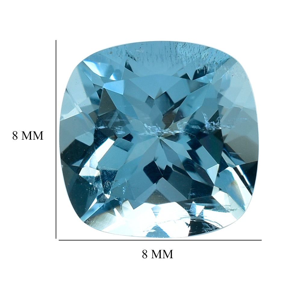 AQUAMARINE CUT CUSHION (A+++) 8MM 1.83 Cts.