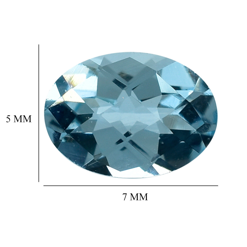 AQUAMARINE CHECKER CUT OVAL (A++) 7X5MM 0.65 Cts.