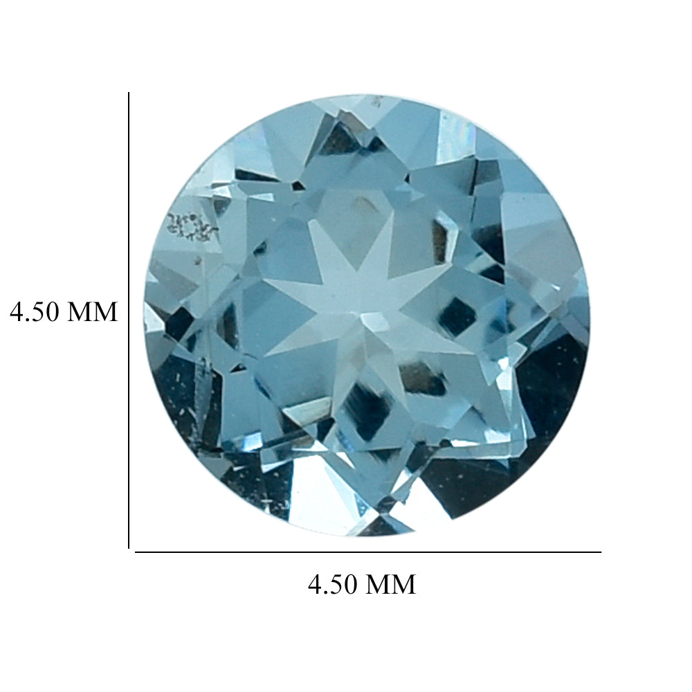 AQUAMARINE CHECKER CUT ROUND (A+++) 4.50MM 0.30 Cts.